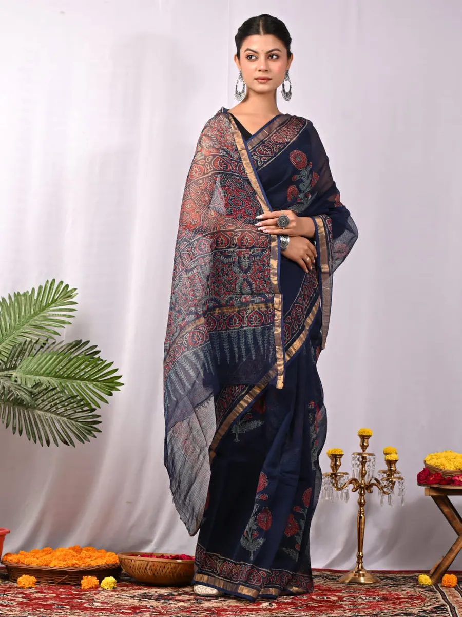 Handcrafted Bagru Print Kota Sarees 